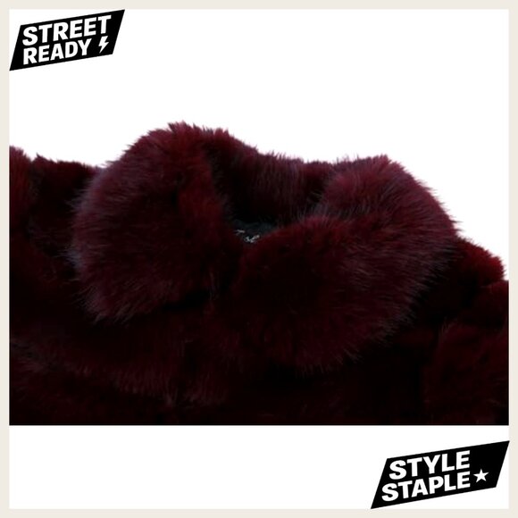 Women's Fluffy Faux Fur Cropped Jacket Zip Up Winter Warm Puffer Coat - Picture 2 of 7